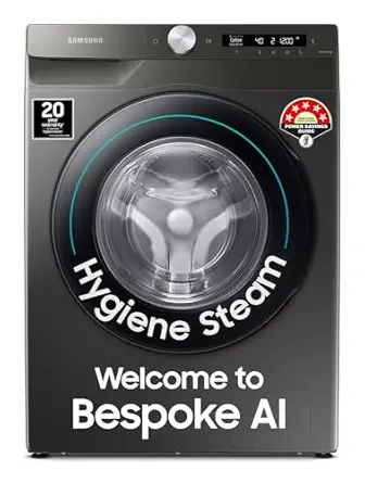 Samsung 7 kg, 5 Star, AI Control, Wi-Fi, Digital Inverter, Motor, Fully-Automatic Front Load Washing Machine (WW70T502NAN1TL, Hygiene Steam, Inox)