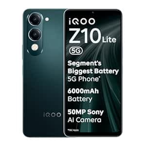 iQOO Z10 Lite 5G (Cyber Green, 6GB RAM, 128GB Storage) | 6000 mAh Battery | Dimensity 6300 5G Processor with 433K+* AnTuTu Score | IP64 Rated & Military Grade Shock-Resistance*