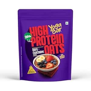 Yogabar 26g High Protein Oats 1kg , Dark Chocolate - Breakfast Cereal with Wholegrains, 26% Protein & No added sugar - Oats High Protein for Gym - Premium Protein Blend with Whey Protein Powder - with Goodness of Chia, Sunflower & Pumpkin Seeds & Probiotics for Absorption